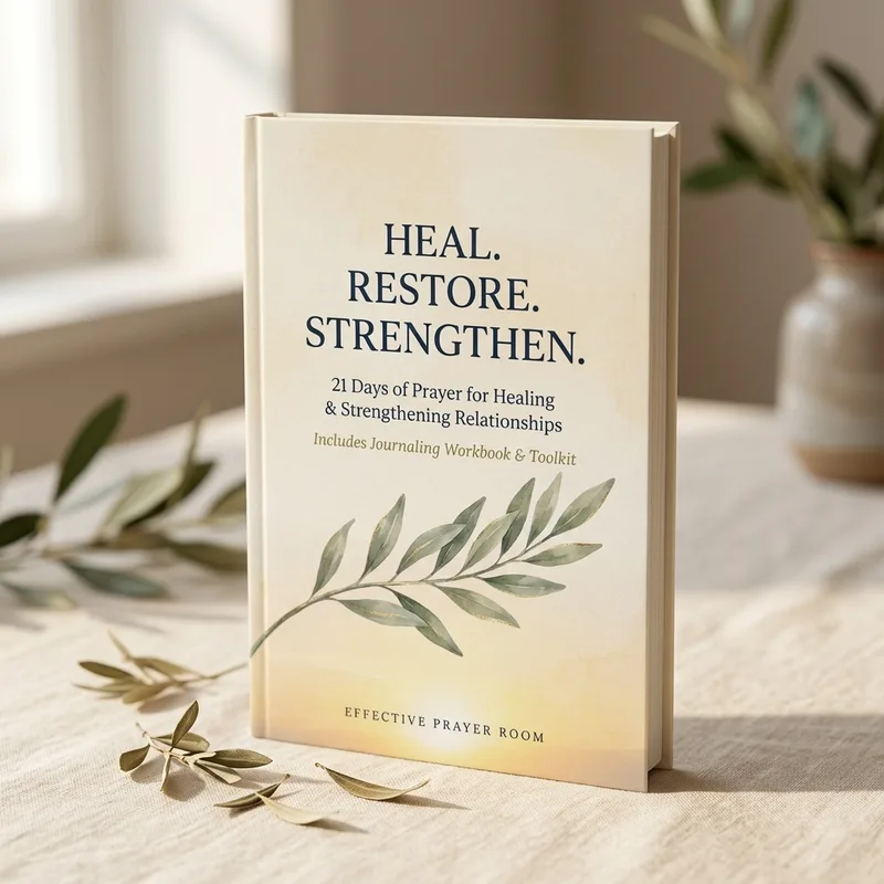 Heal. Restore. Strengthen. shown as a printed book